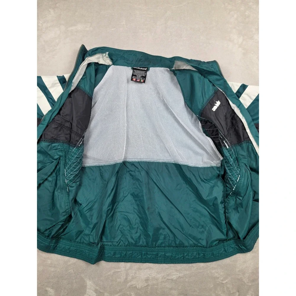 Vintage Adidas Windbreaker Jacket Mens M Green Colorblock Full Zip 90s *Read